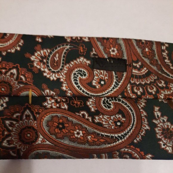 Paisley Embroidered Tie Green Classic Necktie Retro Boho Pointed Casual Formal - Picture 8 of 13